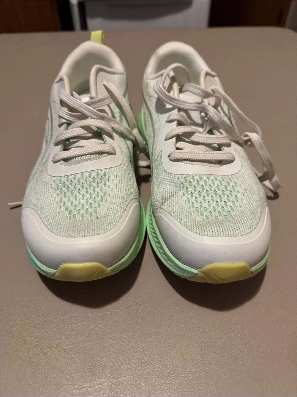 Avia Women's Mint Green and White Lace-Up Sneakers with Yellow Toe Accent - Picture 1 of 7